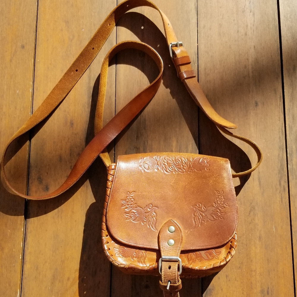 Vintage Embossed Leather Crossbody